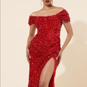 Red sequin dress